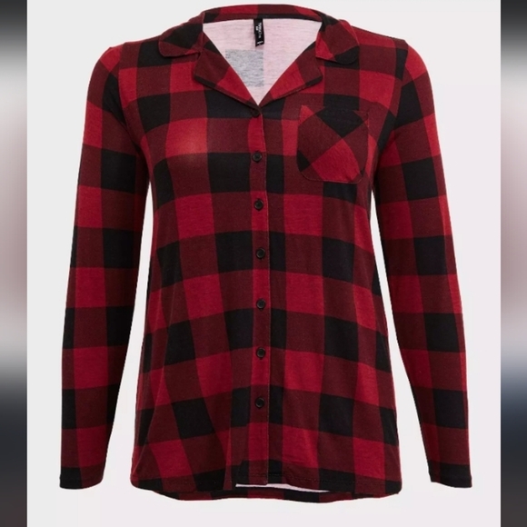 Torrid Super Soft Button Through Long Sleeve Sleep Shirt - Picture 1 of 8